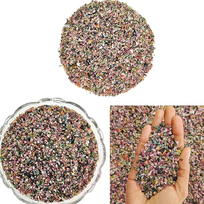 Shubhanjali Reiki Healing Mix Tourmaline Crystal Chips for Vastu 50 Gm | Natural Gemstone Chips Stone for Home Decor Items Flower Pot Aquarium Fish Tank Jewellery Making