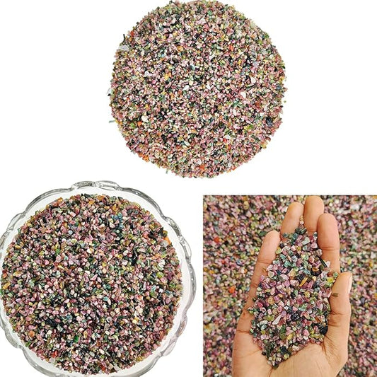 Shubhanjali Reiki Healing Mix Tourmaline Crystal Chips for Vastu 50 Gm | Natural Gemstone Chips Stone for Home Decor Items Flower Pot Aquarium Fish Tank Jewellery Making