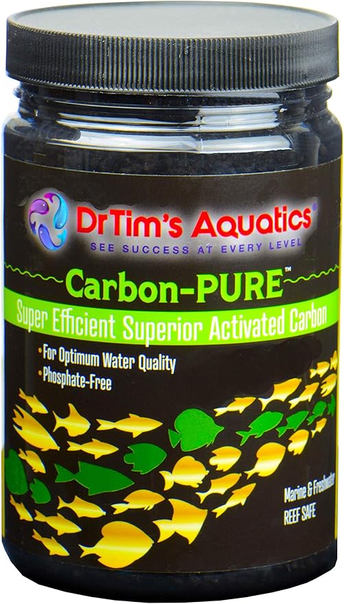 DrTim's Aquatics Carbon-Pure Coal-Based Carbon Fish Filter Media for Reef, Nano, Sea Horse Aquaria – Eliminates Fish Tank Organics – Eco-Friendly Water Purifier – for 400 Gal, 32 oz