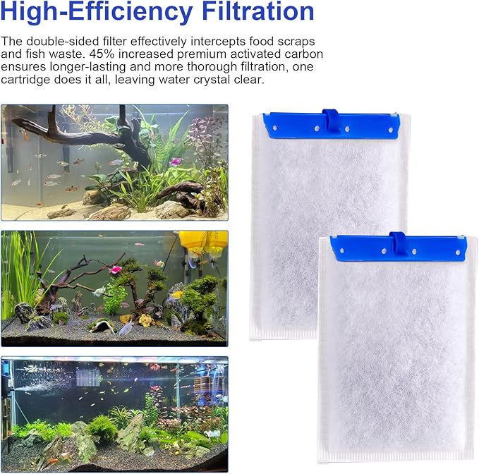 Aquarium Filter Cartridges Large Compatible with Tetra Whisper Bio-Bag, Fish Tank Carbon Filter Cartridge for Whisper 20i/40i IQ20/30/45/60 PF20/30/40/60 Power Filters - 8 Pack