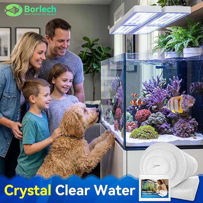 Borlech Aquarium Filter Floss Pad - Mechanical & Polishing Polyester Media for Fish Tank Filters, Ultra-Clear Water in No Time, 3/4" Thick (39.4” x 11.8”) 2 Pack