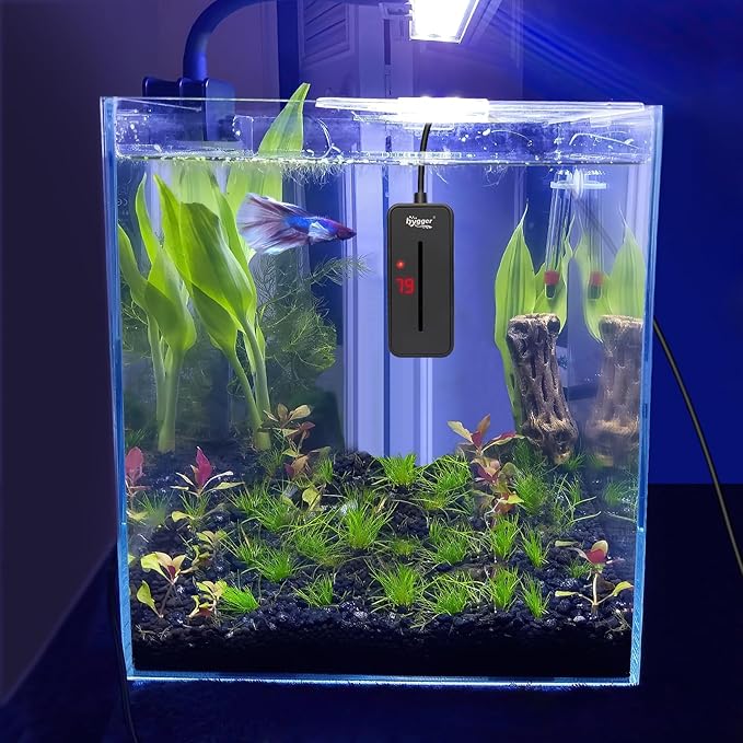 hygger Small Submersible Aquarium Heater 100W Mini Betta Fish Tank Heater with LED Display Adjustable Temperature for 10-20 Gallon Freshwater Saltwater Coral Reef Tanks