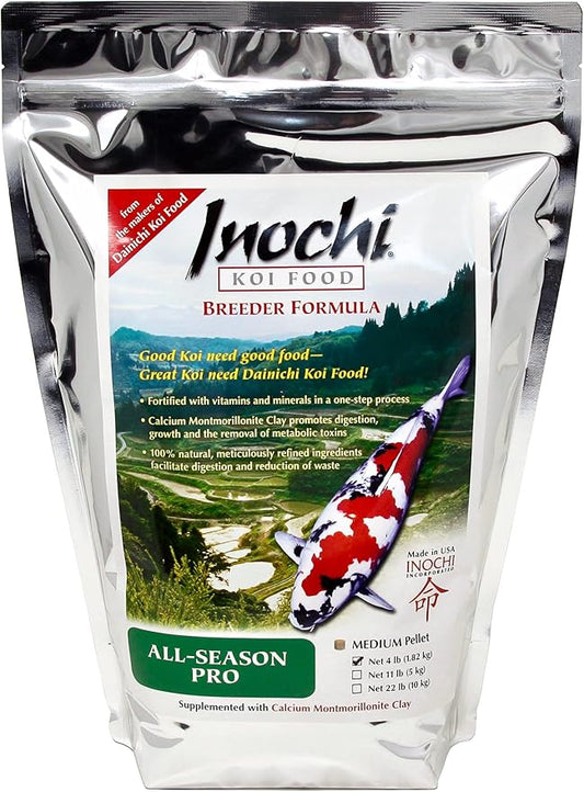 Dainichi Inochi Koi Food All-Season PRO (4 Lbs), Medium (5.5 mm) Floating Pellet