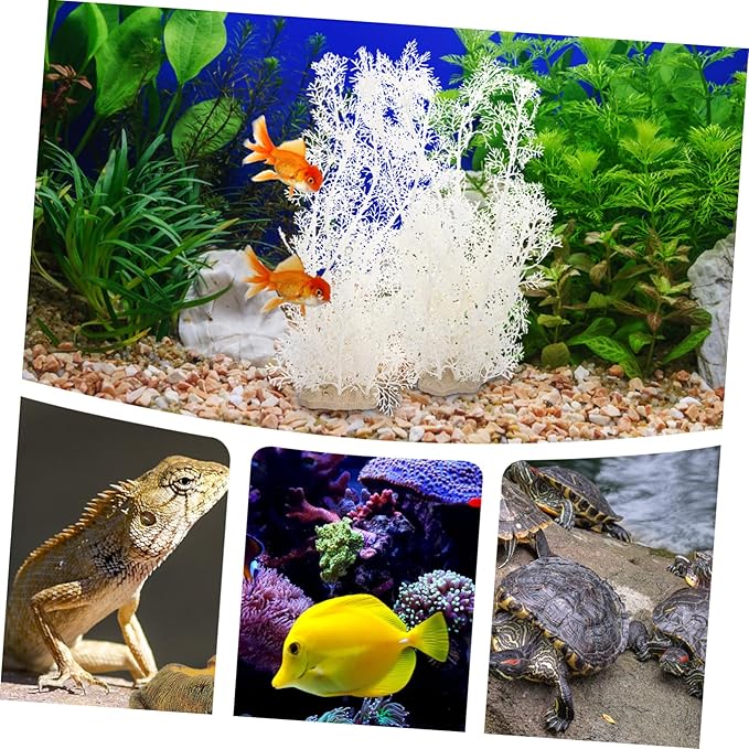 FAVOMOTO 2Pcs Aquarium Grass Artificial Fish Tank Plants Fish Tank Decorations Aquarium Decor White Realistic Lifelike Embellishment