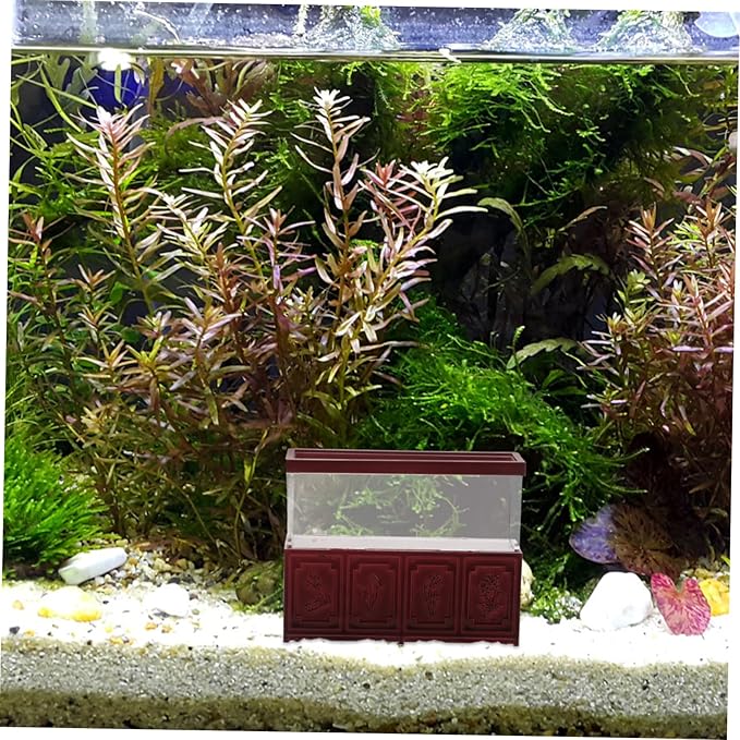 BESPORTBLE Miniature Fish Tank Figurine for Dollhouse Vintage Red Ming Style Aquarium Decor Realistic Sand Table Ornament for Home Office Desktop Landscaping House Accessories