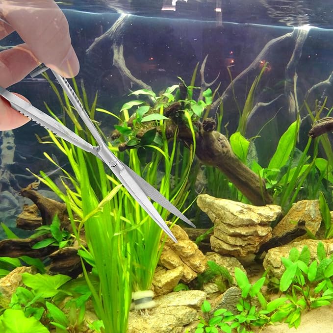 Aquarium Water Grass Stainless Steel Spring Action Curved Aquatic Plant Tongs Fish Tank Landscaping Tools for Aquarium Embroidery