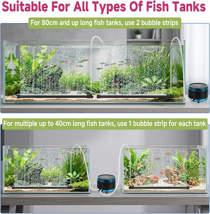 hygger Aquarium Bubble Curtain Wall, Quiet Fish Tank Air Stone with Accessories, High Dissolved Aquarium Bubbler Oxygen Diffuser Decoration for Freshwater & Saltwater