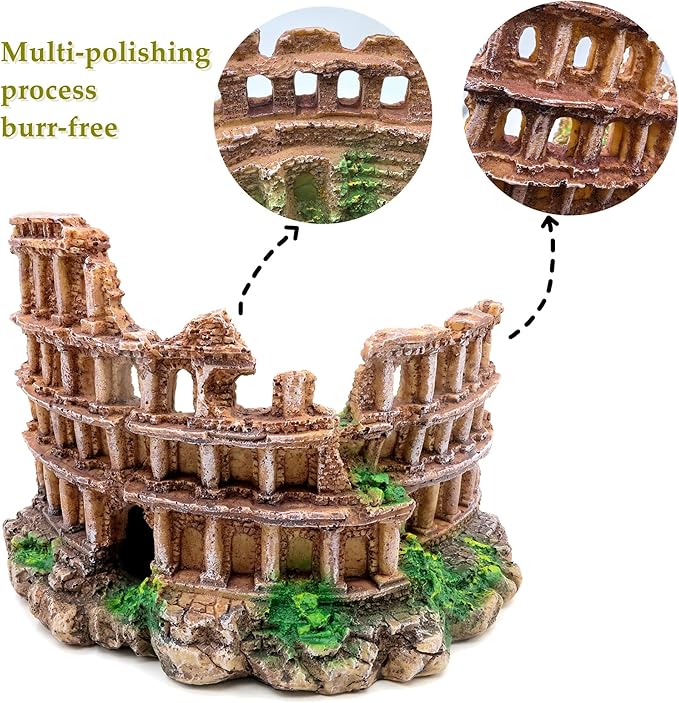 M2cbridge Antique Roman Column Ruins European Castle Aquarium Decorations Fish Tank Hideout Rocks (Roman Column Ruins)