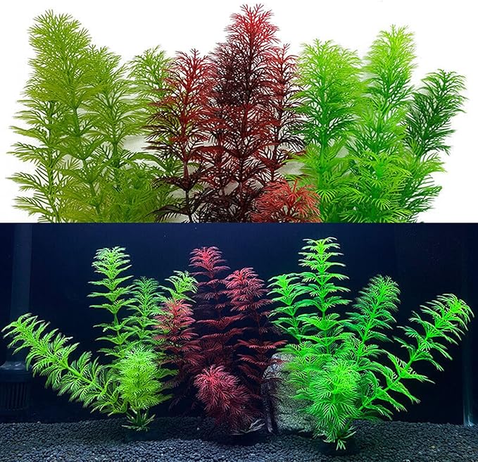 Silk Aquarium Plants, Artificial Fake Aquarium Plants Small Betta Fish Tank Plants Plastic Realistic Decorations Set 3PCS (Style C)