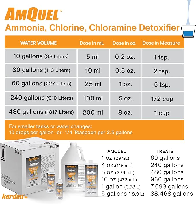 Kordon AmQuel One-Step Aquarium Water Conditioner - Removes Chlorine & Chloramines Fast, Detoxifies Ammonia, for Freshwater & Saltwater Aquariums, 1-Gallon