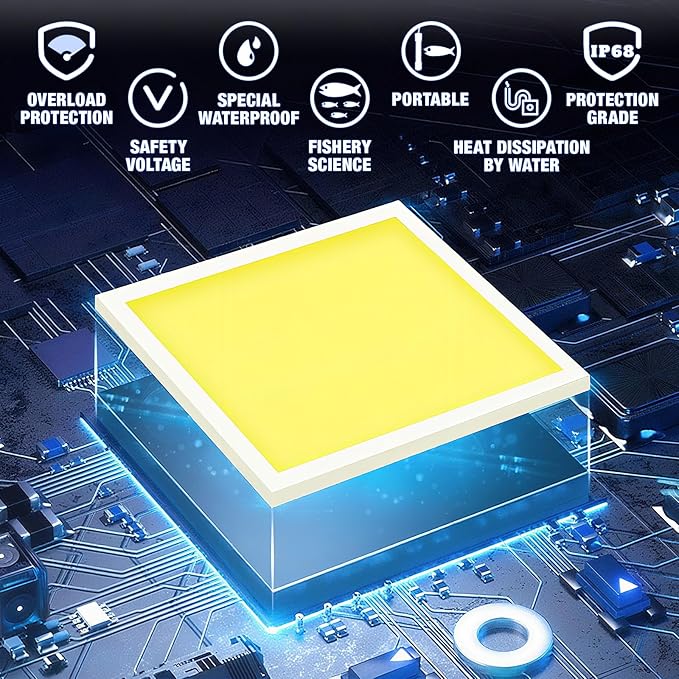Underwater Fishing Light White LED Compatible with Dewalt 20V 60V Battery Lure Bait Light Submersible Night Boat Waterproof IP68 in Freshwater and Saltwater with 16.4FT