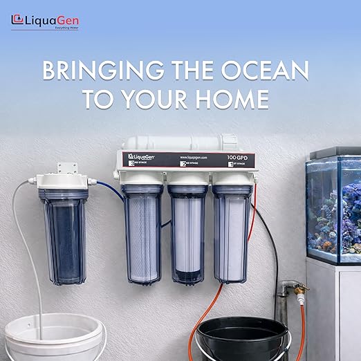 LiquaGen- Super Flow Reverse Osmosis & Deionization (RODI) Water Filtration System- 100 GPD | Ultra Pure Water Softener for 0 TDS/PPM Water | Water Purification System for Aquarium Filter Processes