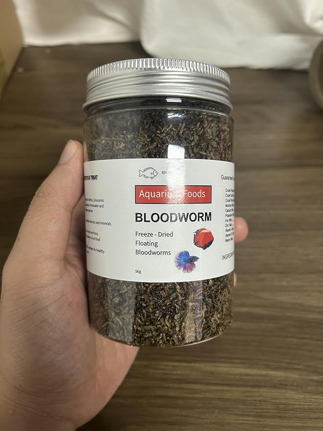 YZHZOM Freeze Dried Blood Worms, Bloodworms for All Tropical Fish Bettas Goldfish Discus Guppy Cichlids Tadpole (2oz)