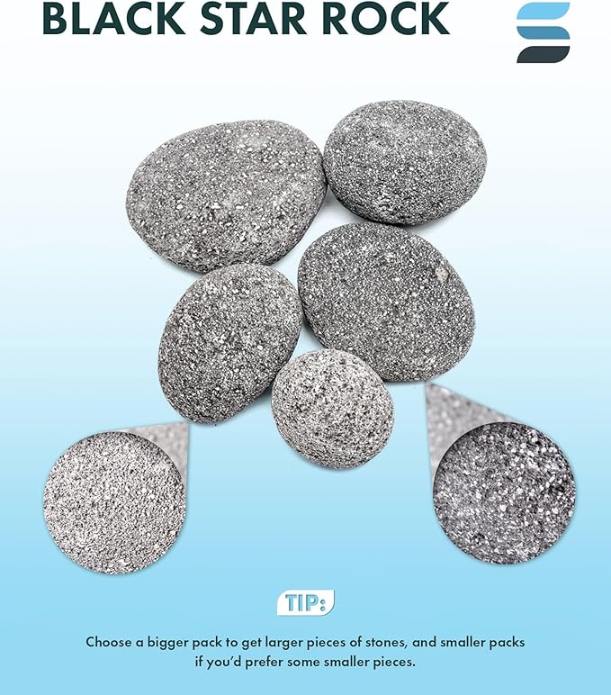 SubstrateSource Natural Aquarium Stones - Porous Charcoal Volcanic Aquascaping Rocks with Small Holes for Betta Fish Tank, Reptile Enclosure, Cichlids, Shrimp, Hermit Crab - Black Star Lava, 20 LB
