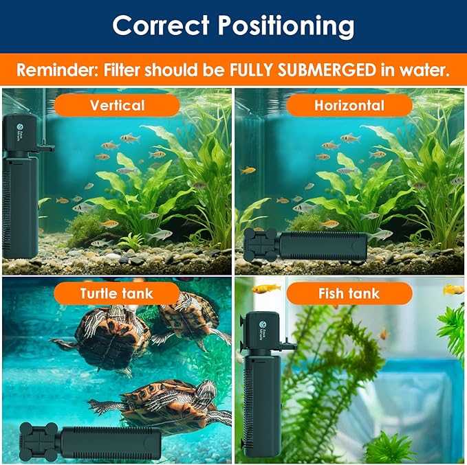AquaMiracle Aquarium U-V Filter for Green Water Control with Timer, with Filter Sponge, Fish Tank Filter Turtle Filter with Aeration/Rainfall Mode for 40-150 Gallon Aquariums Freshwater and Saltwater
