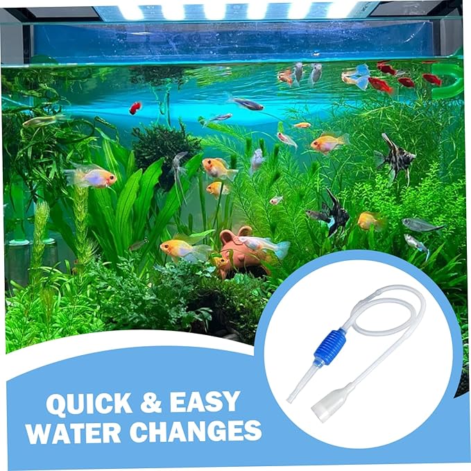 Aquarium Siphon, 5 Feet Manual Siphon Pump, Aquarium Vacuum Gravel Cleaner Ideal for Cleaning and Changing Water in Minutes, Fish Tank Accessories Vacuum Gravel Cleaner Water Transfer Pump