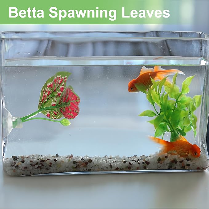 Betta Fish Leaf, Natural Habitat Simulation for Betta Spawnings Grounds, Betta Spawnings Leaves, Resting Bed, Large Small Leaves, Red Green