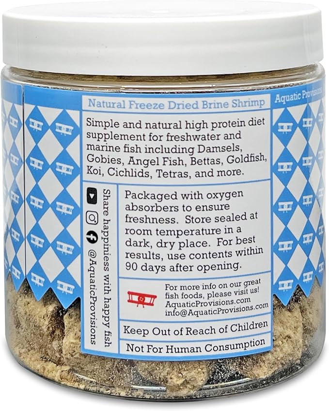 Freeze Dried Brine Shrimp Cubes 0.88 oz, Fish Food for Freshwater and Marine Aquarium Species