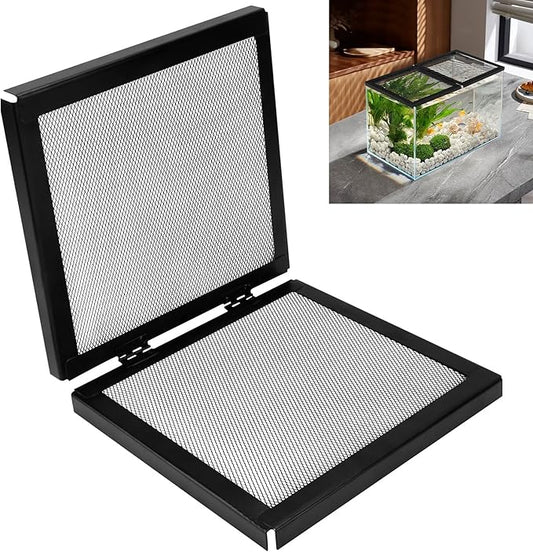 Braveboy Screen Cover for Hinged Door, for 10, 15 High, 20 X-Tall Gallon Aquariums & Glass Tanks, Black - Easy Ventilation