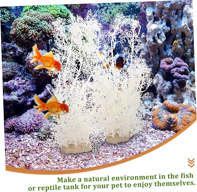 FAVOMOTO 2Pcs Aquarium Grass Artificial Fish Tank Plants Fish Tank Decorations Aquarium Decor White Realistic Lifelike Embellishment
