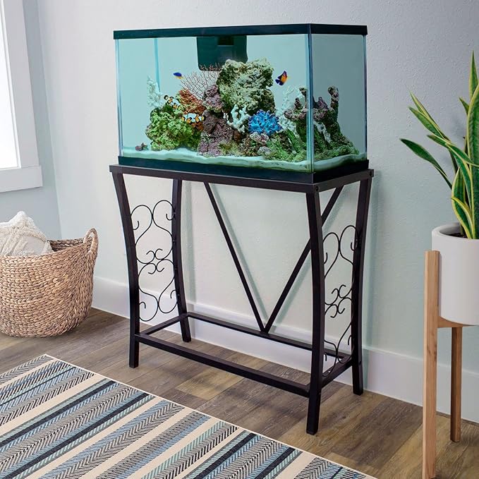 Aquatic Fundamentals 29 Gallon Metal Aquarium Stand, 30.3" L x 12.5" W, Black
