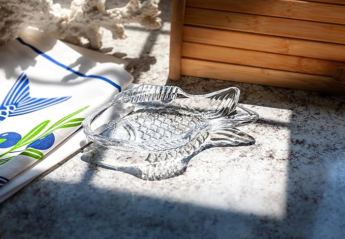 Abbott Collection Small Swimming Fish Dish - Clear Glass (7.5" L)