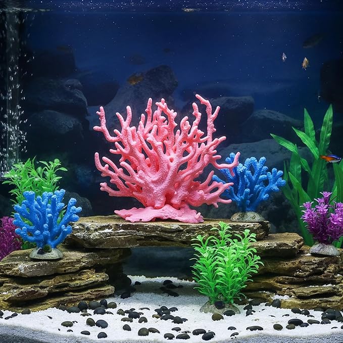 Artificial Aquarium Coral Ornament Pink Fish Tank Fake Coral Plastic Fish Tank Plants Decoration Aquarium Decor Plastic Plant for Aquariums Landscape