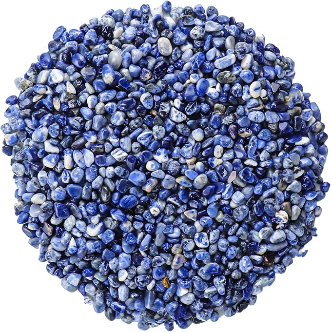 Colorful Agate 1lb Crystal Polished Tumbled Stones Irregular Shaped Crystal Chips Bulk Natural Gemstone Aquarium Gravel Rocks Vase Filler Fish Tank Gravel Home Decoration (Sodalite)