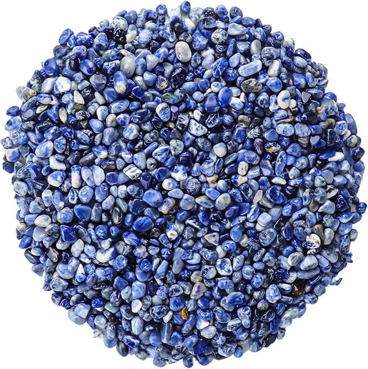 Colorful Agate 1lb Crystal Polished Tumbled Stones Irregular Shaped Crystal Chips Bulk Natural Gemstone Aquarium Gravel Rocks Vase Filler Fish Tank Gravel Home Decoration (Sodalite)