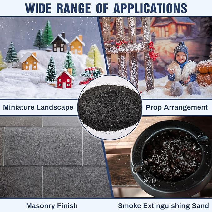 Sasylvia 3 Pack Black Silica Sand for Fireplace Sand Station Refiller for Indoor and Outdoor Fire Pits Facilities, Easy Cleaning Garden Landscaping, Arts Craft and Aquarium