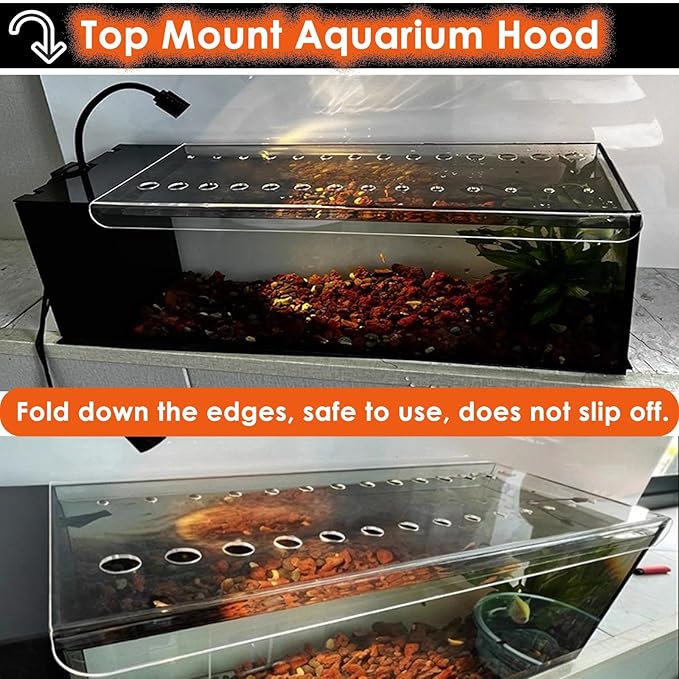 LZMZMQ Aquarium Lid Acrylic Clear Fish Tank Cover, Detachable Temporary Jumping Proof Hood with Feeding Port, Cat Proof Terrarium Lids, 30 40 50cm Wide(L35.4xW17.7in/90x45cm)