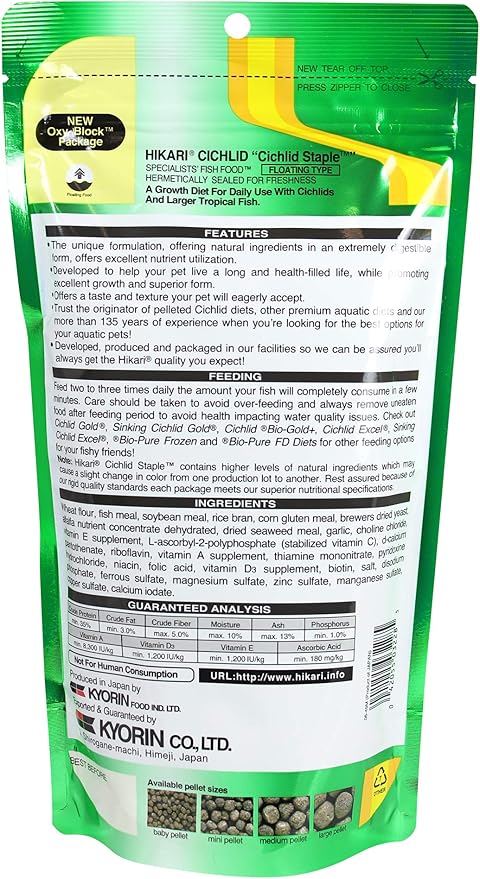 Hikari 8.8-Ounce Cichlid Staple Floating Pellets For Pets, Medium
