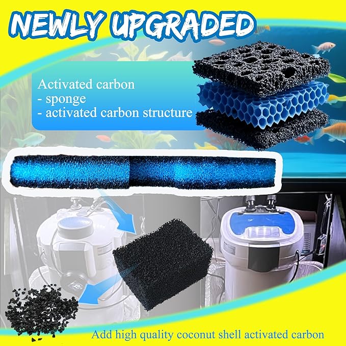 PurifyLogix Replacement Canister Filter Pads Compatible with SUNSUN HW-304B/404B/704B/3000 CF500 Aquarium Filter, 6 White Floss and 2 Upgraded Coarse Pads, 8pcs