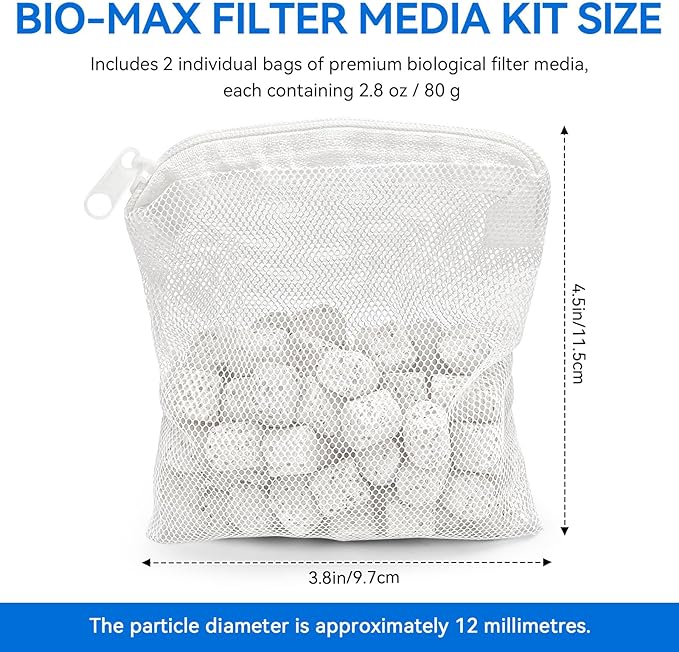 80g Biomax for Aquarium Filter Media Replacement for Fluval Aquaclear AC50 Power Filter, 2.8 Oz / 80 G Biological Material Remover Inserts for Use in Freshwater & Saltwater Aquariums(2 Pack)