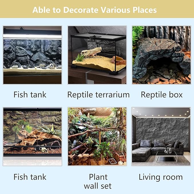 4pcs Rock Terrarium Background,3D Reptile Tank Background Board,Amphibian Stereo Backdrop Wall,Lizard Snake Gecko Spider Chameleon Turtle Fish pet silo Background Decorative Panel