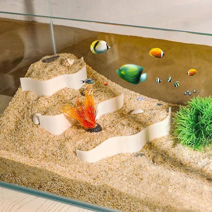 Fish Tank Sand Accumulation Decoration Aquarium Gravel Landscaping Decoration Under Gravel Viewing Playing Decoration for Fish,Shrimp and Other Aquatic Animals (White,Style 4)