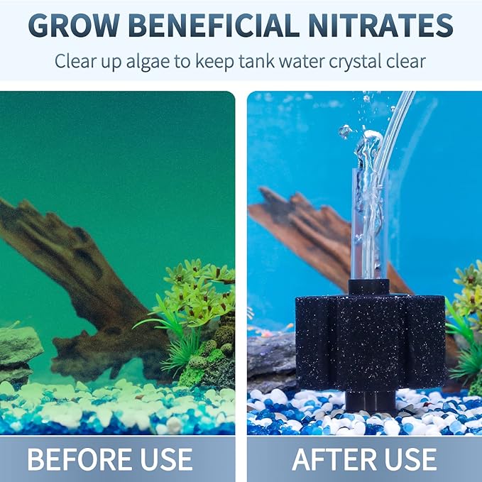 Pawfly Aquarium Bio Sponge Filter Quiet Fish Foam Filter with Airline Tubing Suction Cups Check Valve Connectors and Control Valve Accessories for Betta Fry Shrimp Small Fish Tank up to 30 Gallon