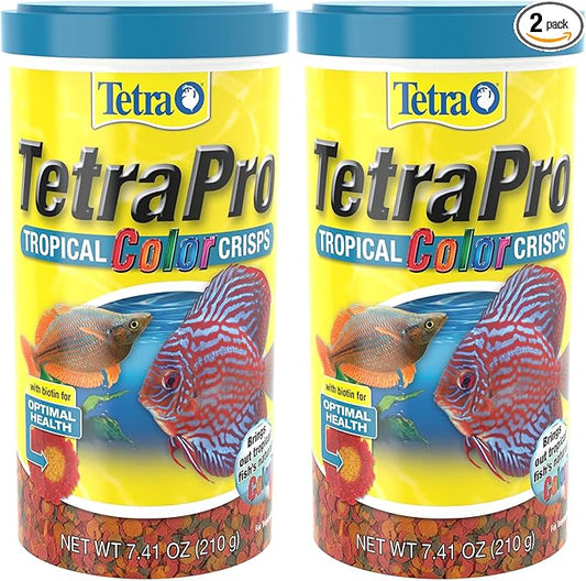 TetraPro Tropical Color Crisps, Fish Food with Natural Color Enhancers, Tropical Fish Food, 7.41 Ounces (Pack of 2)