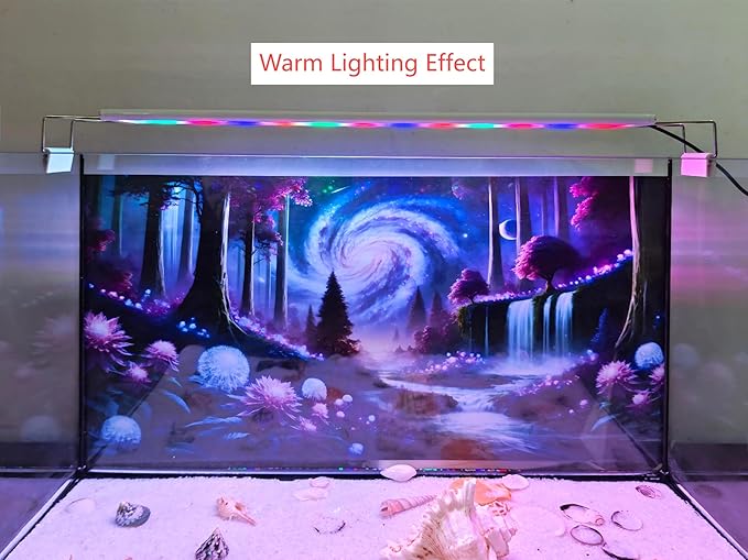 Fantasy Galaxy Starry Sky Aquarium Background Glowing Plants Fish Tank Background 30x18 Inches PVC Glass Container Decoration with Tapes