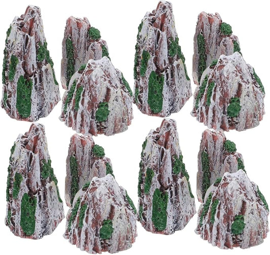 Hemoton 12pcs Resin Rockery Landscape Ornaments Miniature Mountain Decor for Aquariums Sand Tables and Indoor Bonsai Layouts Realistic Craftsmanship for Home and Office