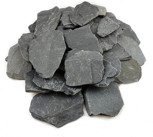 YISZM Slate Rock for Aquarium, 3-5 Inch Polished Natural Stone Rocks, Fish Tank Decor, Aquascaping Rocks, Safe for Aquariums, Terrariums, 20 lbs