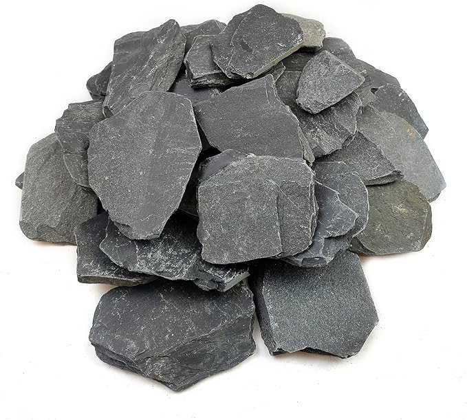 YISZM Slate Rock for Aquarium, 3-5 Inch Polished Natural Stone Rocks, Fish Tank Decor, Aquascaping Rocks, Safe for Aquariums, Terrariums, 10 lbs