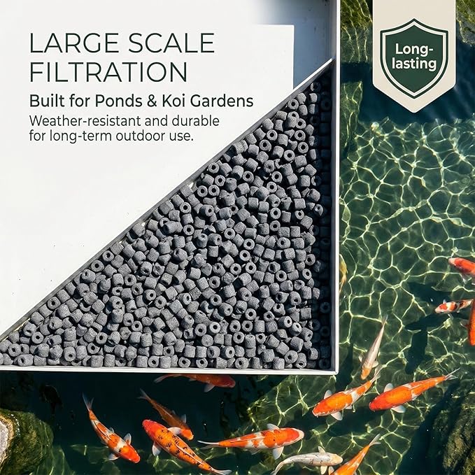 Sukh Ceramic Rings for Aquarium Filter – 1.6cm Porous Bio Media, 15oz Fish Tank Filtration Replacement for 20–55 Gallon Canister & Pond Systems, Includes 2 Media Bags for Freshwater Saltwater Setup