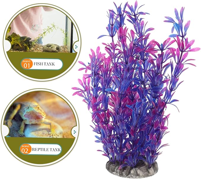 GANAZONO Aquarium Plant Decor Realistic Artificial Water Grass for Fish Tank Aquatic Plants for Decoration for Reptile Cages and Aquariums