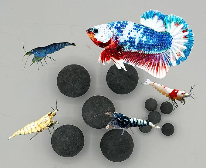 Awesome Industries Betta & Shrimp Tourmaline Mineral Balls Aquarium Water Conditioner Over 30 Elements Improves Water Quality, pH Balance, Health, Color & Breeding (10 Pack Combo)