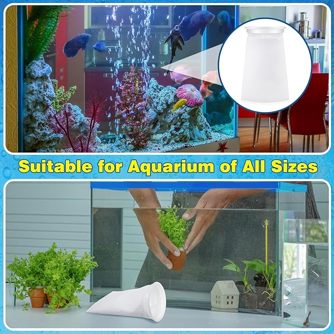 Jecery 8 Pcs 4 Inch Aquarium Filter Socks, 200 μm Ring Felt Filter Bags 4 x 8 inches Sump Socks for Saltwater Aquarium Fish Tank Freshwater