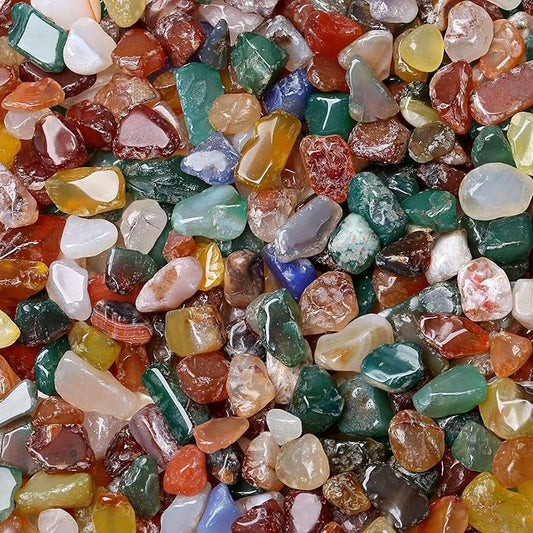 LAIDANLA Colorful Agate Crushed Stone Crystal Chips Bulk Natural Gemstones Healing Reiki Crystals Mini Quartz Vase Filler Aquarium Gravel 100g