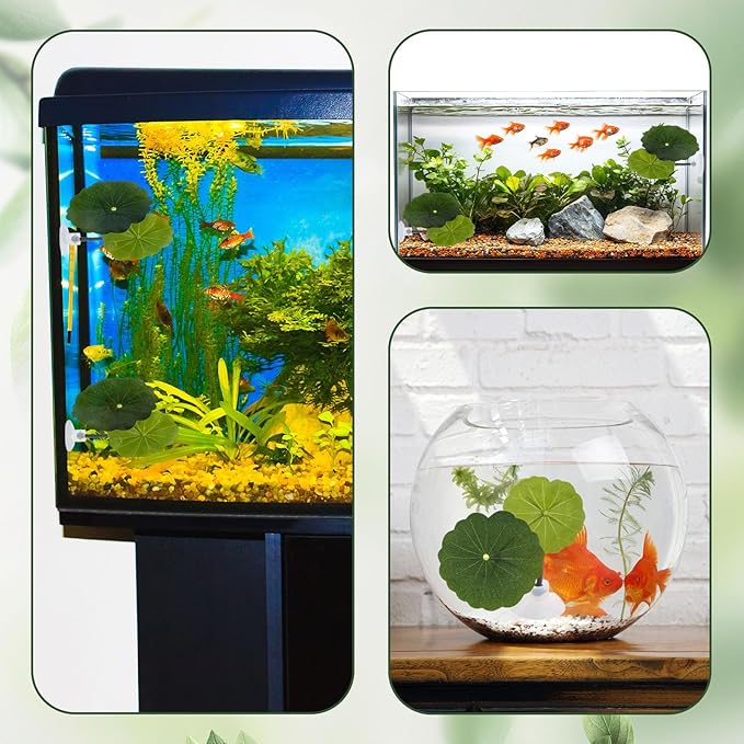 6 Pcs Betta Leaf Hammock with Suction Cups, Realistic Plastic Lotus Leaf Pad Natural Habitat Fish Tank Accessories Decor Aquarium Plants for Betta Bed Fish Breeding Resting Spawning Ground