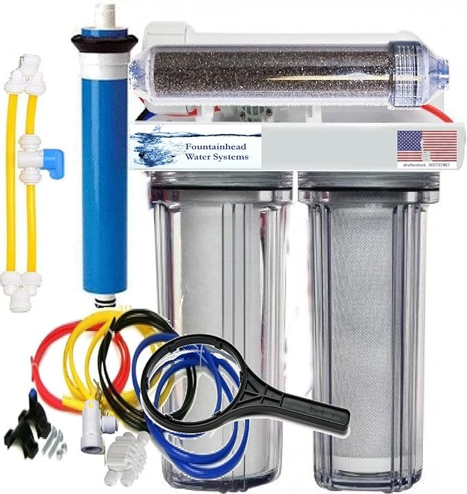 RO/DI REVERSE OSMOSIS AQUARIUM/REEF SYSTEM 4 STAGE MANUAL FLUSH VALVE 100 GPD