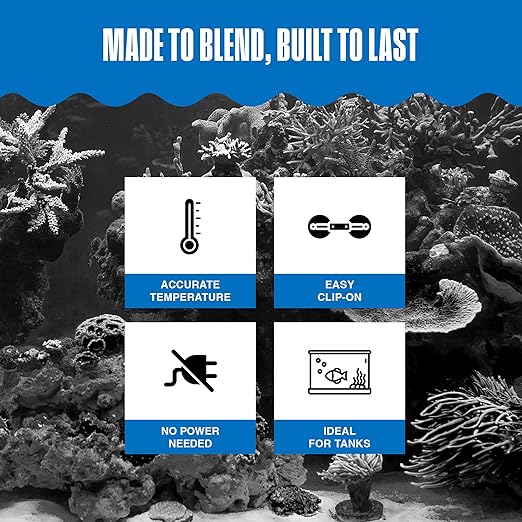 Penn-Plax Therma-Temp Stainless Steel Thermometer - Accurate Aquarium Thermometer - Easy to Read - Dual Scale for Freshwater and Saltwater Tanks - Rust-Resistant Clip-On Design - 4.25 Inches